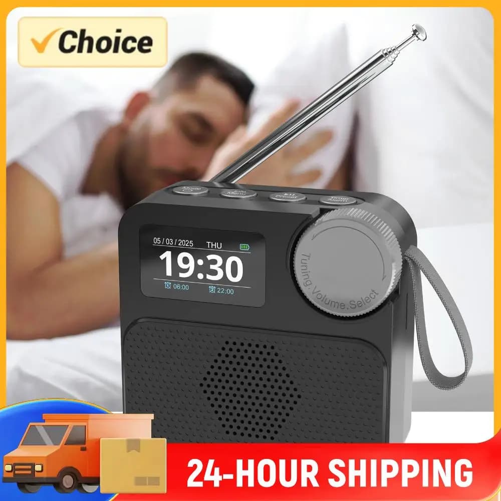 Bluetooth-compatible Receiver Rechargeable Small Portable Radio Built-in Battery with 1.47inch Color Display External Antenna