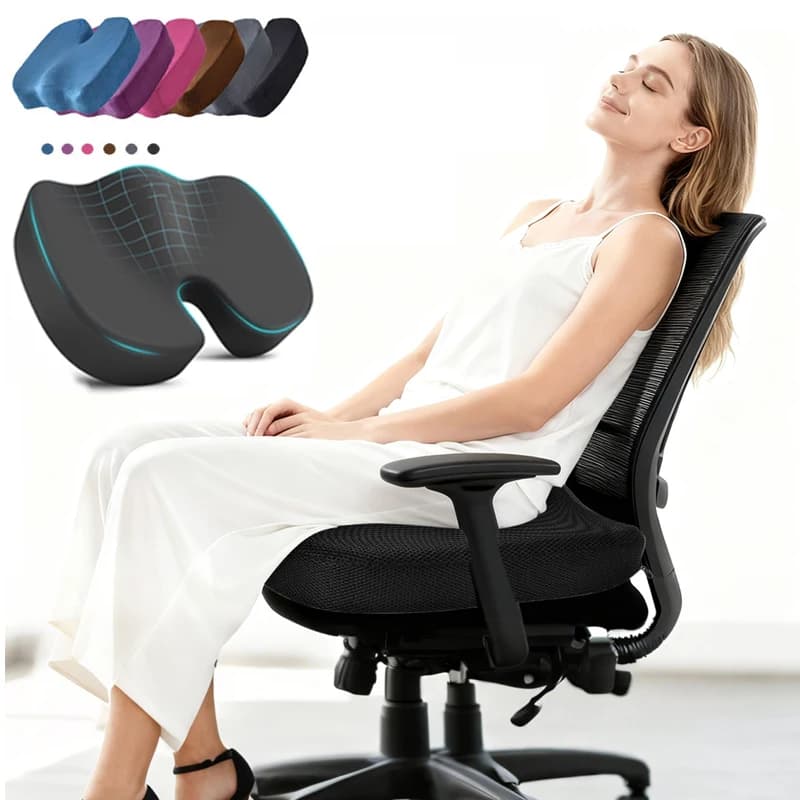 Cuscino per Sedia da Ufficio per Alleviare il Dolore alla Schiena - Cuscino Ergonomico in Memory Foam per Coccige con Sollievo dal Dolore Sciatico e al Coccige