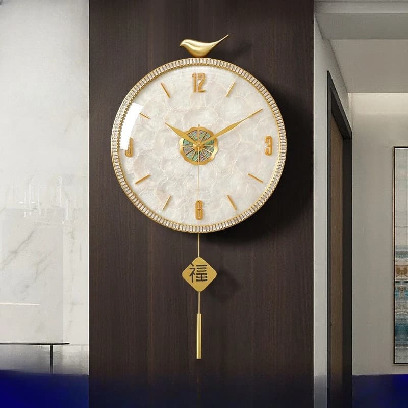 Modern simple wall clock, light luxury household brass decoration