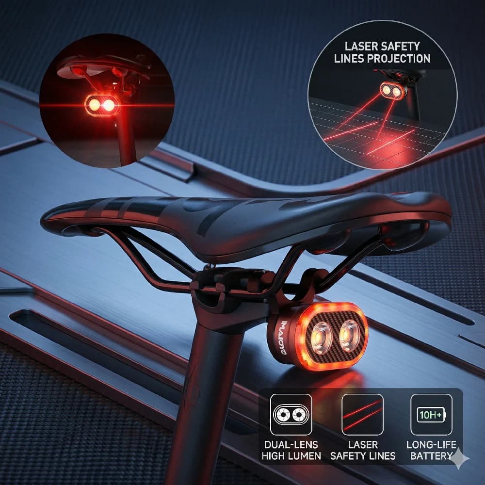 CYCLAMI CY200 Smart Bicycle Rear Light with Brake Sensor, 600mAh, IPX6 Waterproof, USB Rechargeable, MTB and Road LED Lamp