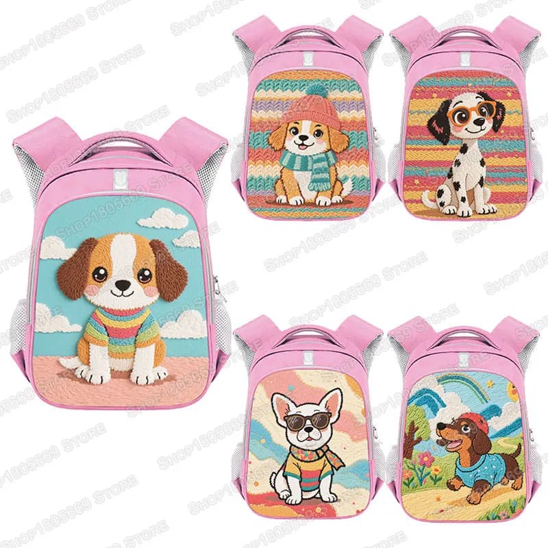 2d Flat Printed Dachshunds Bulldogs Dalmatian Dog Backpack Children Schoolbags Teenager Girls Daypack Women Student Bookbags
