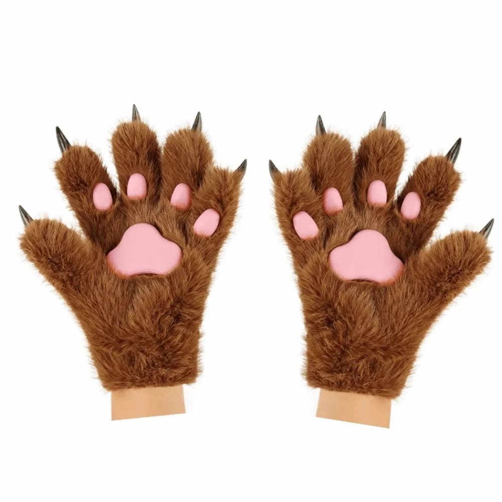 Guanti per costumi cosplay simpatico cartone animato addensare guanti pelosi in peluche con zampa di gatto oggetti di scena cosplay guanti caldi con artiglio per cuccioli regali
