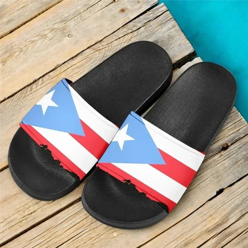 Puerto Rico Flag Women Home Slippers Blue Red Graffiti Fashion Slip On Slipper For Female Casual Beach Sandals