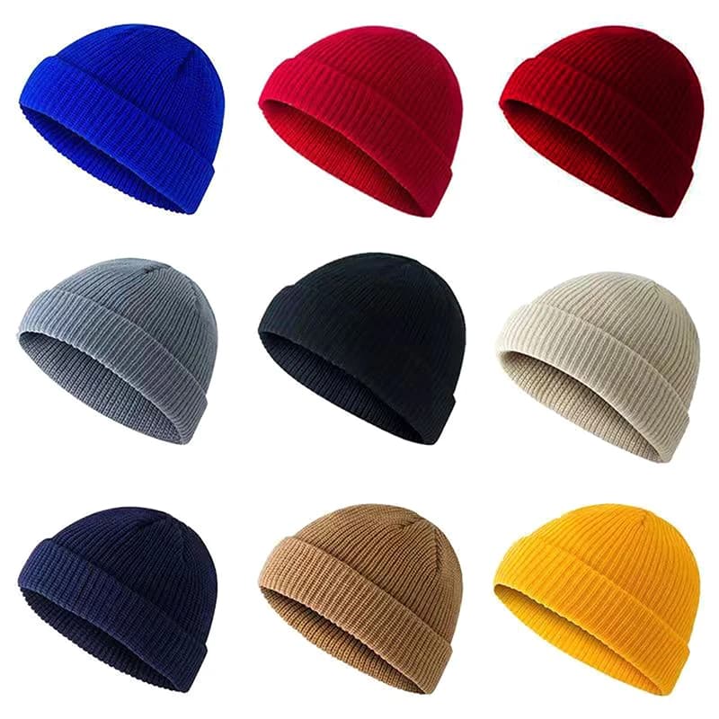 Berretti invernali caldi in lana unisex Berretti da pescatore Cappello da uomo Berretto da orologio corto in maglia con risvolto Cappelli da traino Cofano Hip Hop