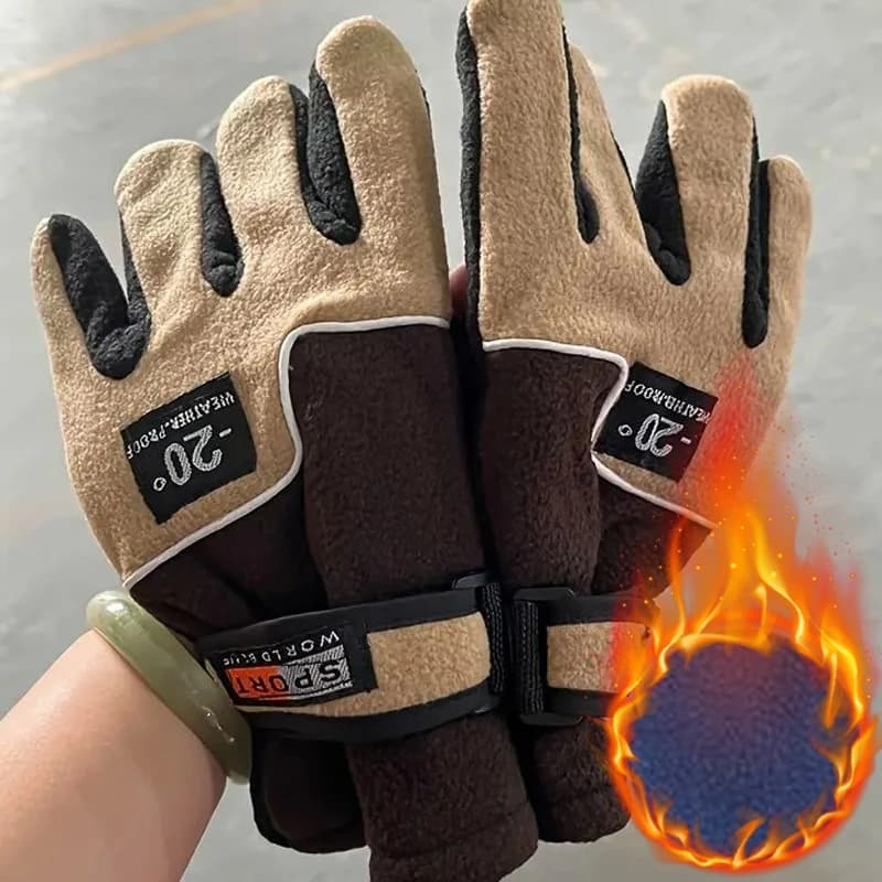 Men's Winter Waterproof Cycling Velvet Gloves Outdoor Sports Running TouchScreen Fleece Gloves For Motorcycle Full-Slip