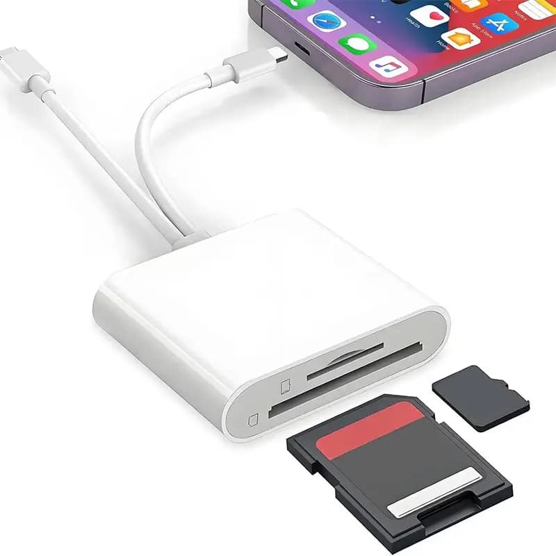 SD Card Reader for iPhone, iPad, USB C & Lightning Dual Connector Digital Camera Adapter to iPhone