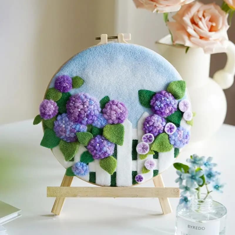 CHENISTORY Funny DIY Wool Felting Painting Embroidery Kit Creative Flowers Needle Wool Stitch For Adults Kids