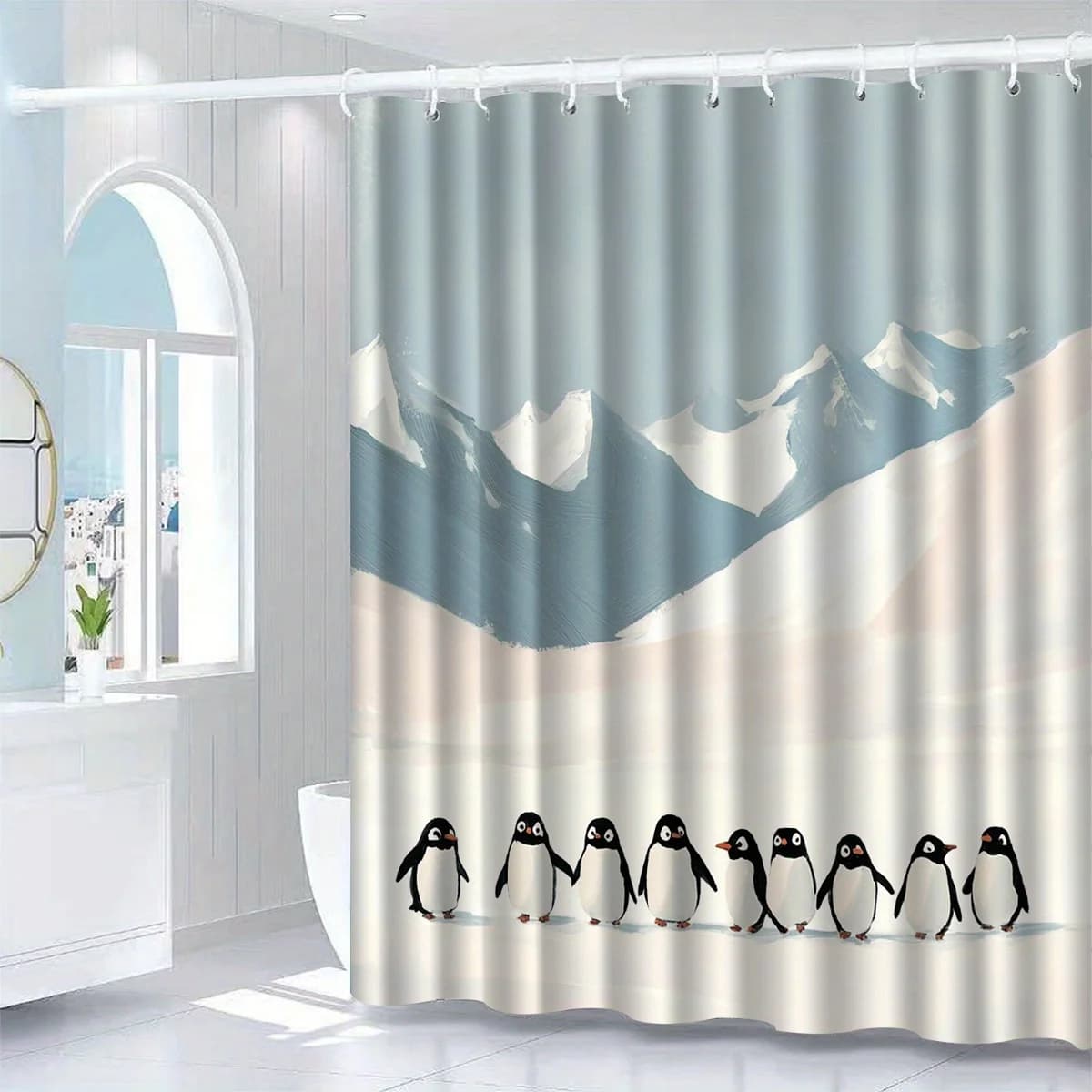 Tenda da doccia modello pinguino 1 pezzo con gancio, divisorio per il bagno, accessori per il bagno, decorazioni per la casa