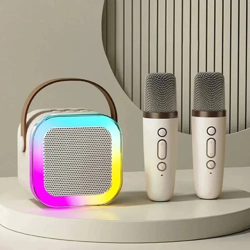 Altoparlante Karaoke con Microfono, Lampada Portatile Mini, Cassa Audio Wireless con Luce Musicale