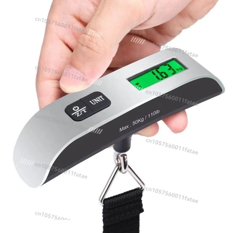 Bilancia per appendere amo da pesca portatile digitale piccola da 50 kg Bilancia per bagagli elettronica retroilluminata verde
