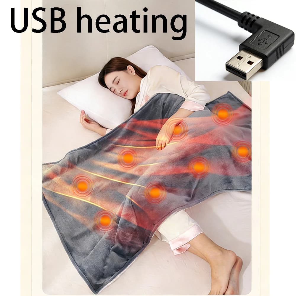 Camp Blanket Usb Heating Wearable Home Sofa Office Travel Hunt Fishing Outdoor Warm Camping Electric Blankets Gray Black Winter
