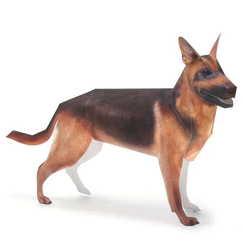 German Shepherd Dog Origami Art Pet Paper Model Realistic Animal Mini 3D Papercraft DIY Kids Adult Handmade Craft Toys WE-030