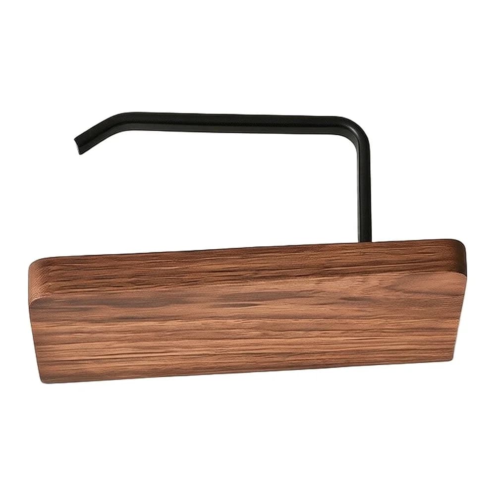 Walnut Wood and Metal Toilet Paper Holder with Shelf for Bathroom Storage Towel Rack and Space Efficient Mounting