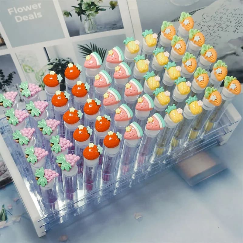 50pcs Reusable Fruits Eyelash Brush Tube for Eyelash Extension Replaceable Mascara Wands Eyebrow Brush Applicator Dust-proof