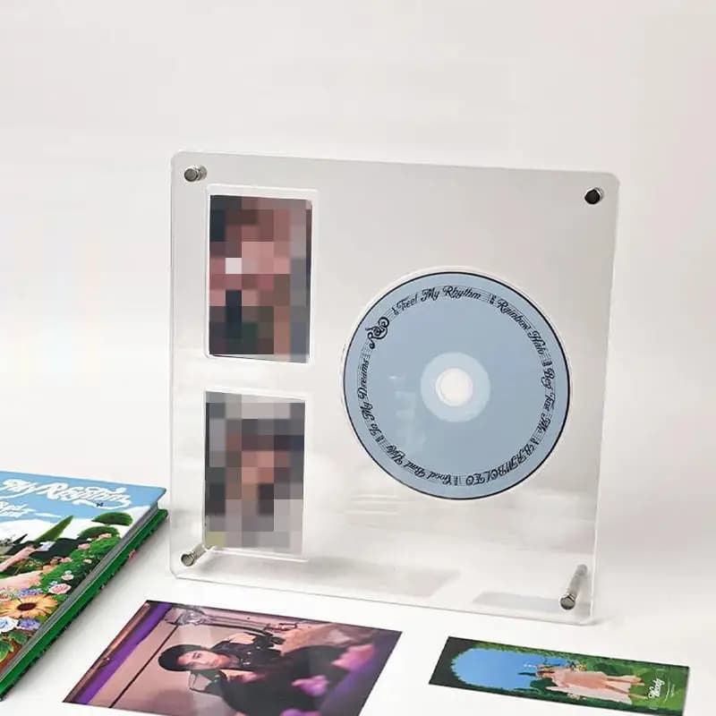 Acrylic Exhibitor for CD Transparent Photo Frame Photo Holder for Idols Small Exhibitor CD Cards Desk Decoration