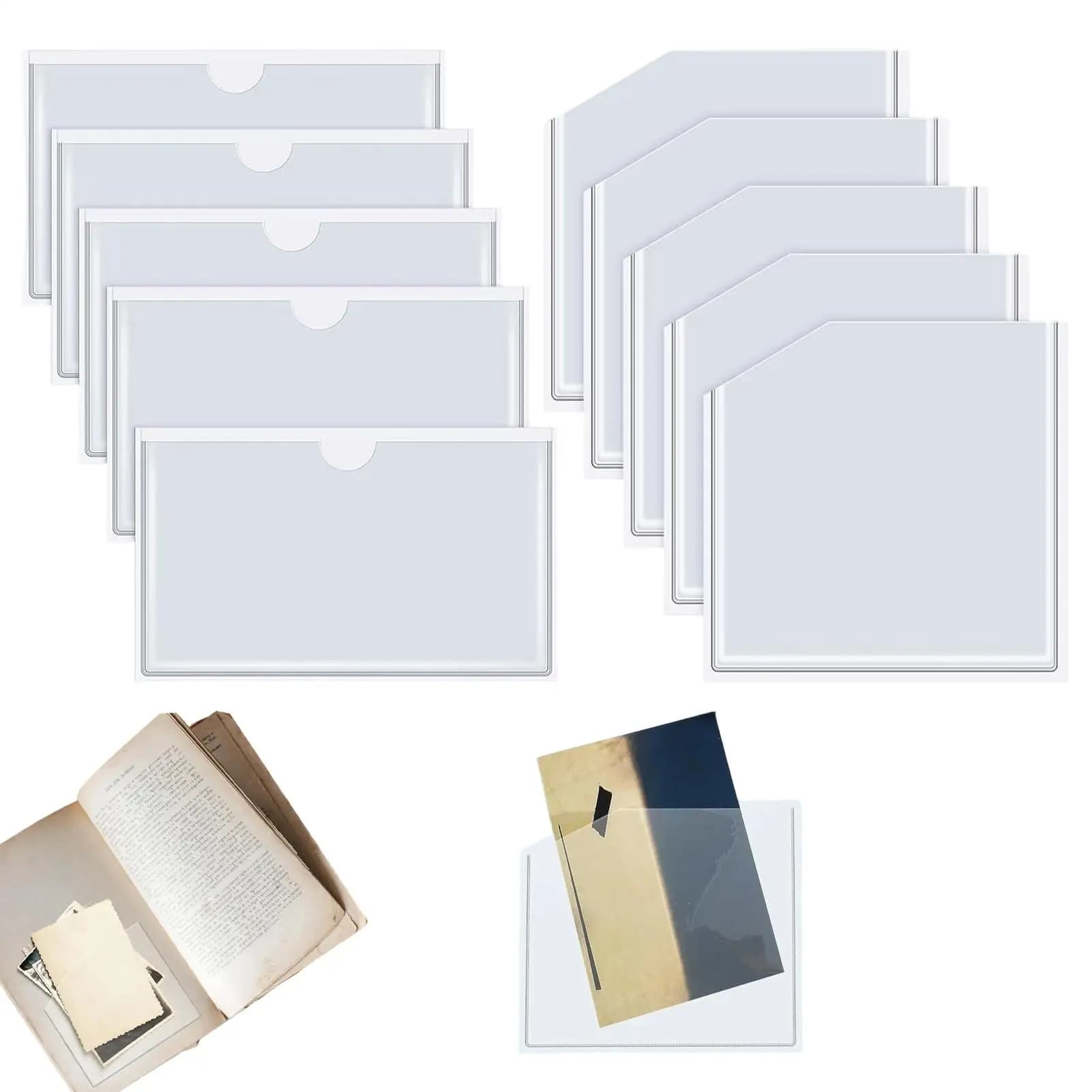 Buste Adesive Trasparenti Antipolvere, Set da 10 Portaetichette per Contenitori, Ideali per Casa, Ufficio, Biblioteca, Aula