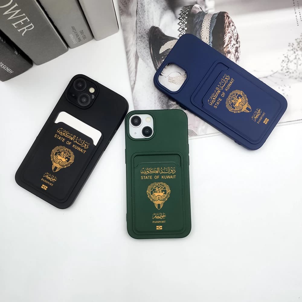 Custodia per telefono con carta a portafoglio per passaporto di lusso Kuwait per iPhone17Pro Max 11 12 13 15Plus 14 16Pro Max 17Air Cover posteriore antiurto