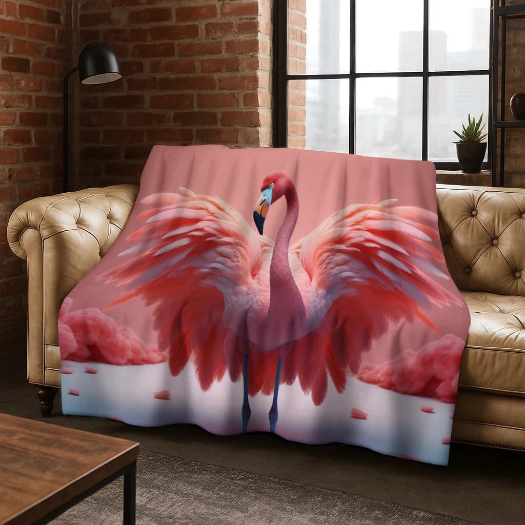 Coperta di flanella animale fenicottero rosa, coperta morbida e calda per camera da letto, soggiorno, letto, viaggio, campeggio, picnic, regalo
