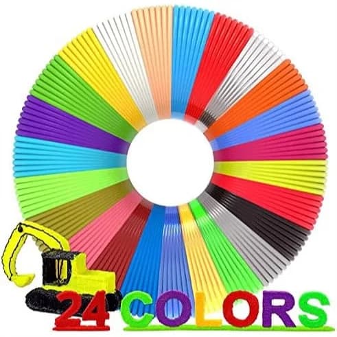 24 Colori Assortiti di Filamenti per Penna 3D, Ricariche PLA 1.75mm, 5m Ciascuno, 120m Totali con 250 Stencil