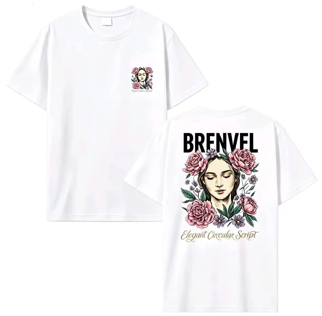 Men 100% Cotton Casual Streetwear T‑Shirt Vintage Floral Back Print Short Sleeve Tops
