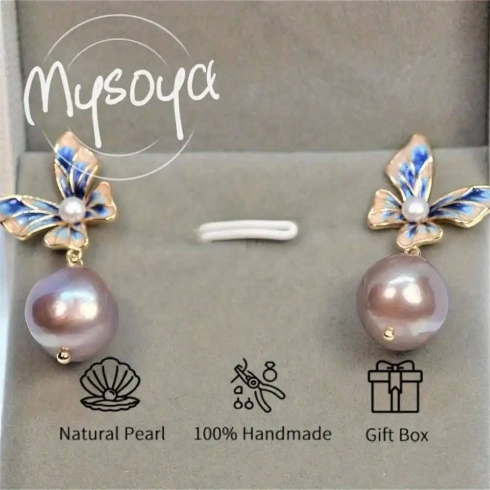 MYSOYA Pearl Earrings Edison Pink Purple Pearl Gift Pack 10-12 mm Gift for Her Wedding Jewelry Christmas Gift/New Year/Complete