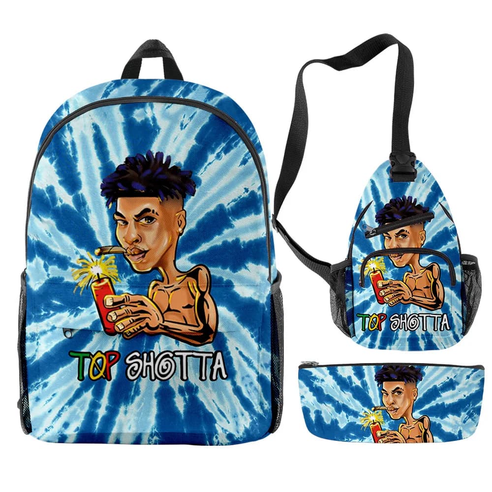 Cartoon Youthful Funny NLE CHOPPA Rapper 3pcs/Set Backpack 3D Print Bookbag Laptop Daypack Backpacks Chest Bags Pencil Case