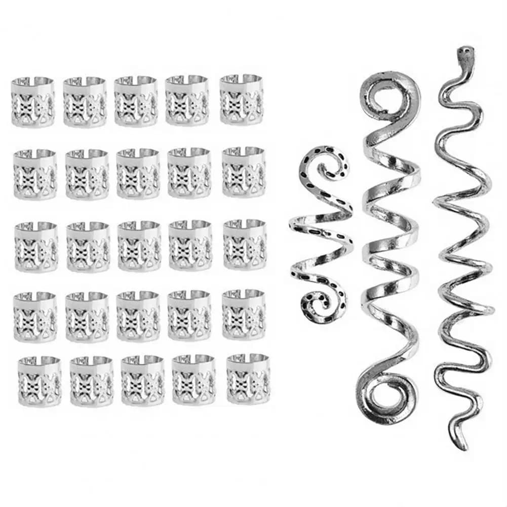 6/28Pcs/Set Hair Accessories Set Women Alloy Braid Beads Clips Easy to Use Hair Accessories Pirate Cosplay Hair Braiding Tools