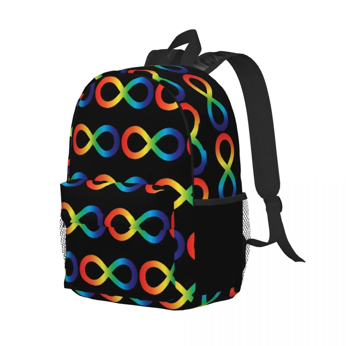 Rainbow Infinity Symbol Autism Acceptance Embrace Neurodiversity Awareness Backpack BookBag School Bag Laptop Shoulder Bags