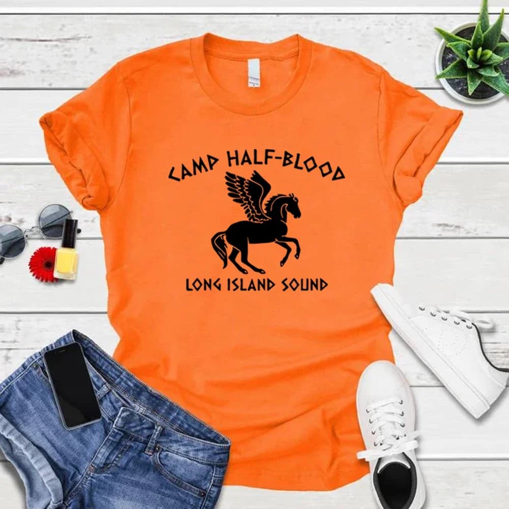 Camp Half Blood T Shirts Percy Jackson T-shirts Unisex Short Sleeve Graphic Tees Vintage O-Neck Tshirt Men Women Magical Gifts