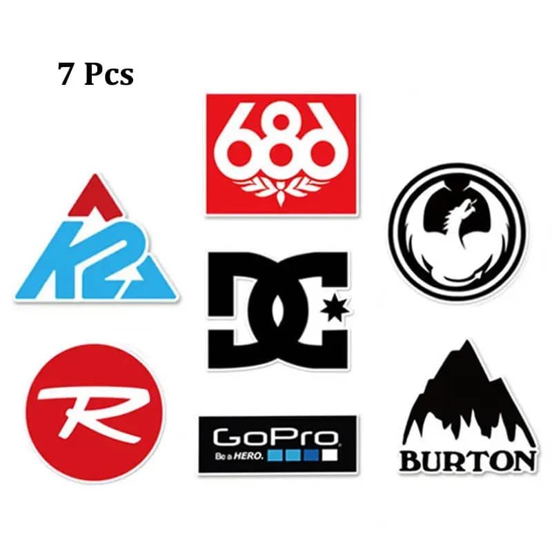 7 Pcs/Set Outdoor Skiing Brand Decoration Stickers Car Suitcase Laptop Ski Board Helmet Waterproof Decals Vinyl Matte Sticker