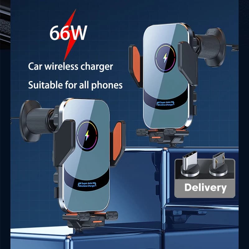 Caricabatterie Wireless Magnetico per Auto 66W per iPhone 16 15 14 13 Pro Max, Supporto di Ricarica Rapida e Porta Telefono