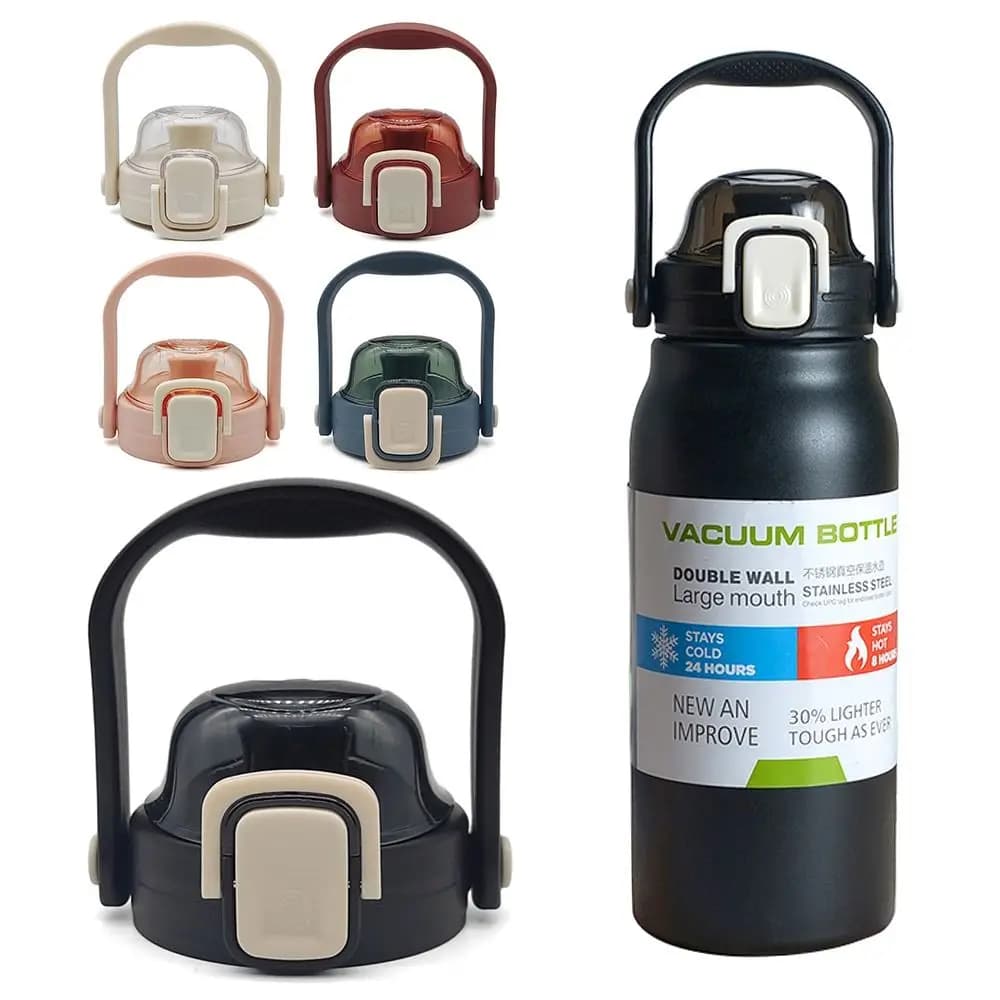 Replacement Vacuum Bottle Cover Large Mouth Plastic Cup Cap Splash Spill Proof Universal for 900ml/1300ml/1700ml