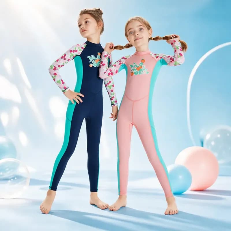 For DIVE SAIL Kids Wetsuit Women Long Sleeve Sunscreen Quick Dry Swimsuit Outdoor Swimming Surfing Snorkeling Jellyfish Suit