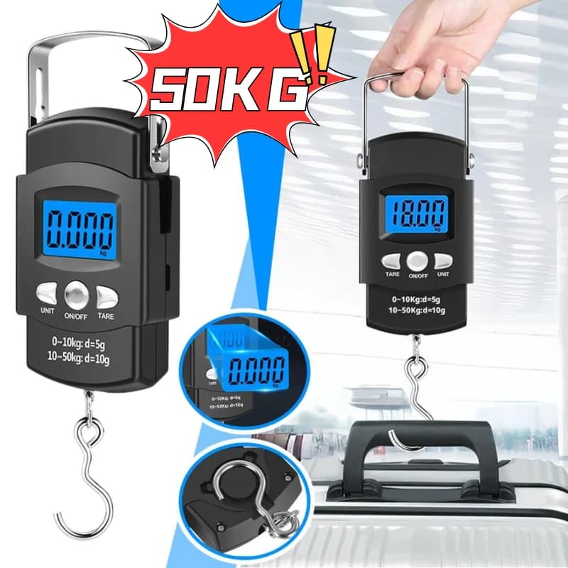 50kg Portable Digital Hanging Luggage Scale Backlight LCD Handheld Electronic Weight Scale For Travel Fishing