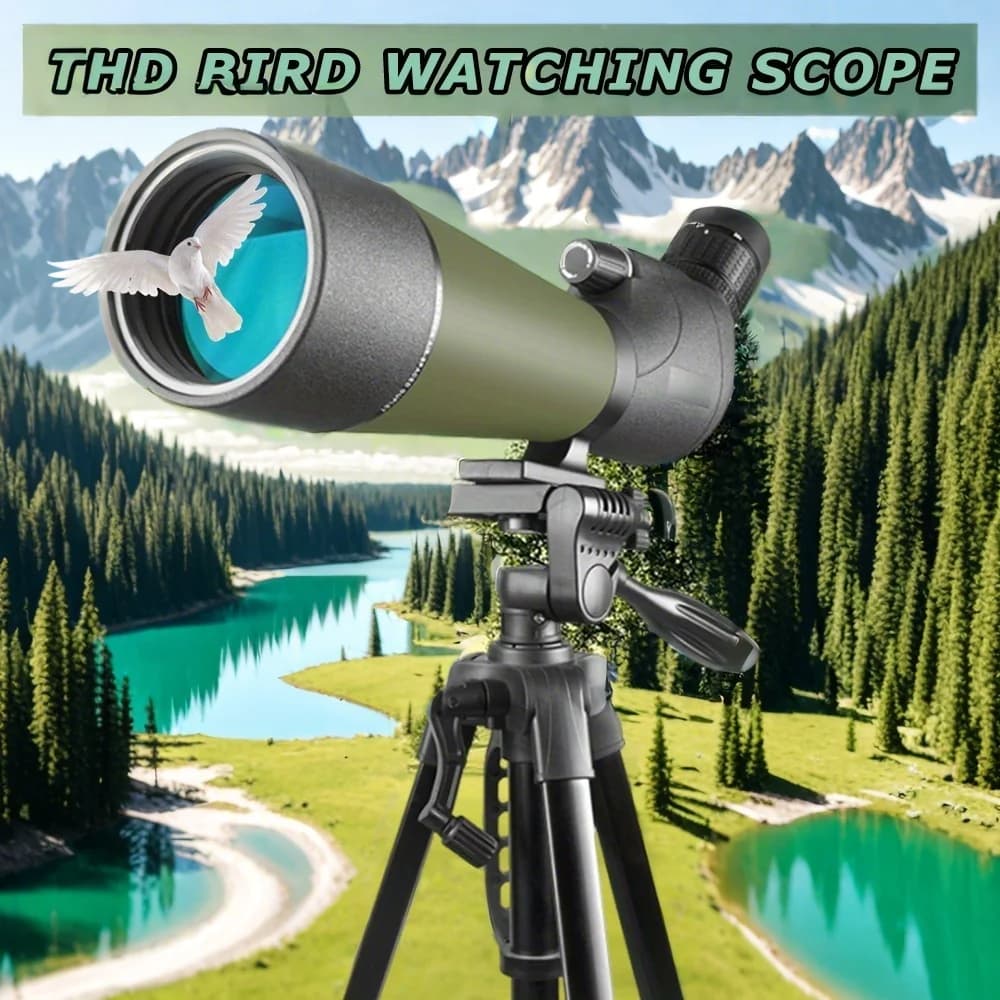 20-60x80 Cannocchiale leggero Treppiede per birdwatching Monocoli Zoom Telescopio Bak4 Prisma Adatto per osservare il campeggio all'aperto