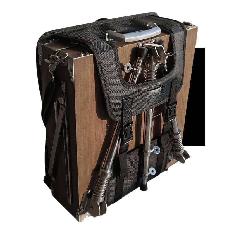 Oil painting box All solid wood box Aluminum alloy palette Stainless steel telescopic legs Environmental protection storage brac