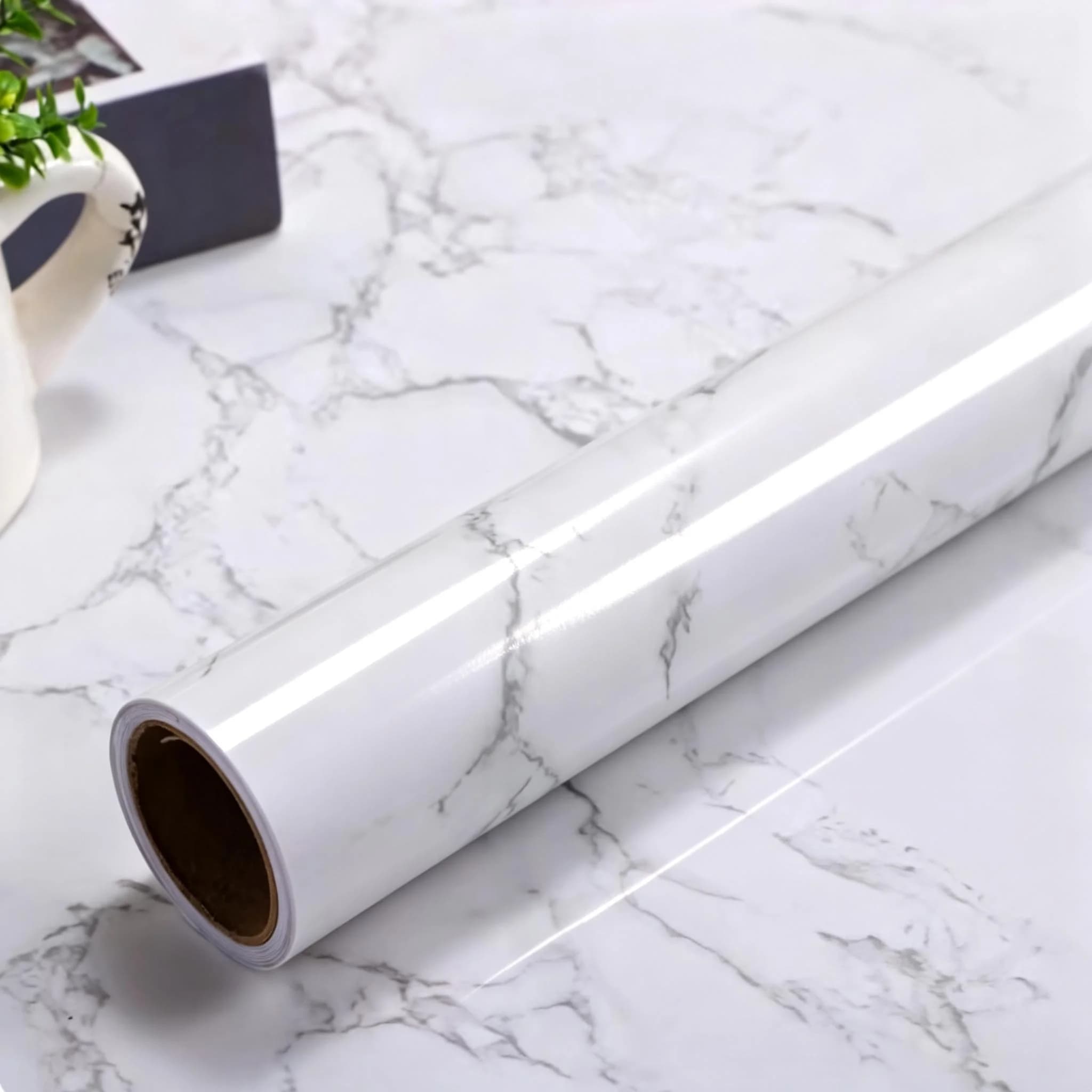 5M x 55CM Marble Self Adhesive Wallpaper Waterproof Oil Proof Kitchen Stickers Thermostability Decorative Film Home Decor