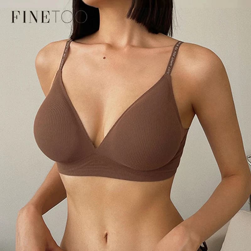 Reggiseno per maglieria a righe da donna reggiseno imbottito a V profondo senza fili Sexy comodo intimo solido da donna senza reggiseno Push-Up a tazza vuota
