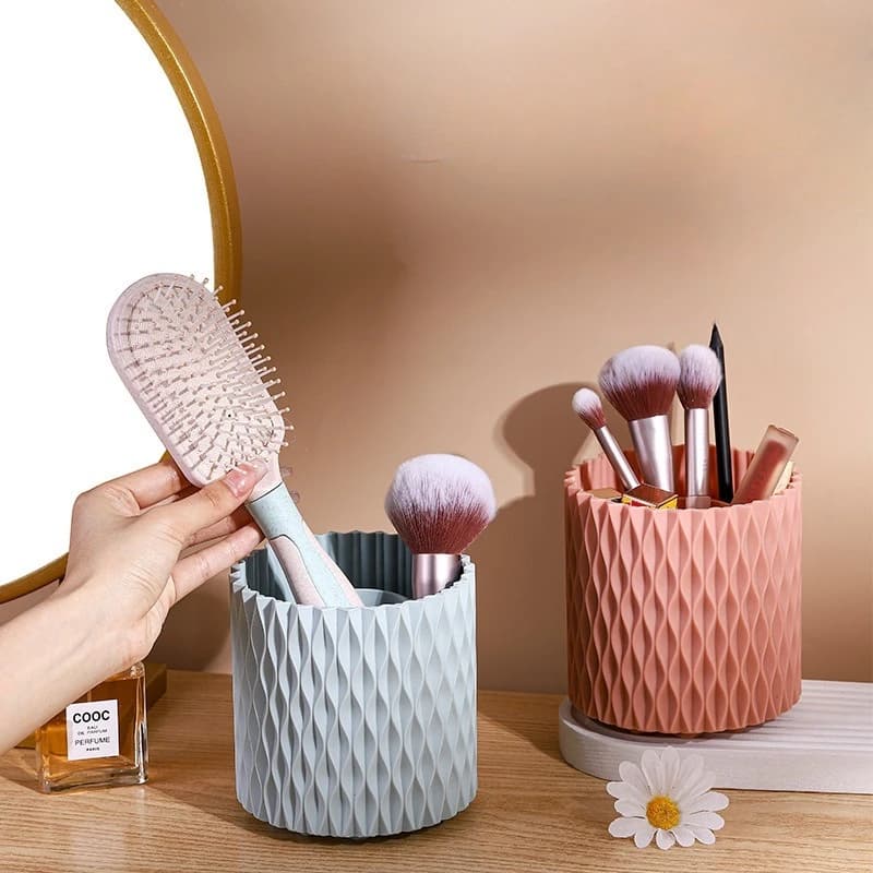 Organizzatore di pennelli per trucco girevole di grande capacità, tavolo da toeletta di colore, portaoggetti scomparto, archiviazione ordinata, accesso flessibile