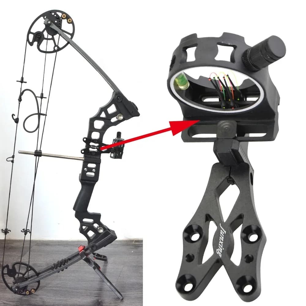 Compound Bow 5 Pin Sight CNC Aluminum Alloy 0.019" Optical Fiber LH RH Archery Sight for Shooting Target Practice