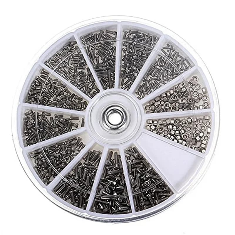 Kit of small screws and nuts from 600/1000 pieces - Electronic screws in nickel-plated iron for repairing glasses and DIY projects Assorted sets