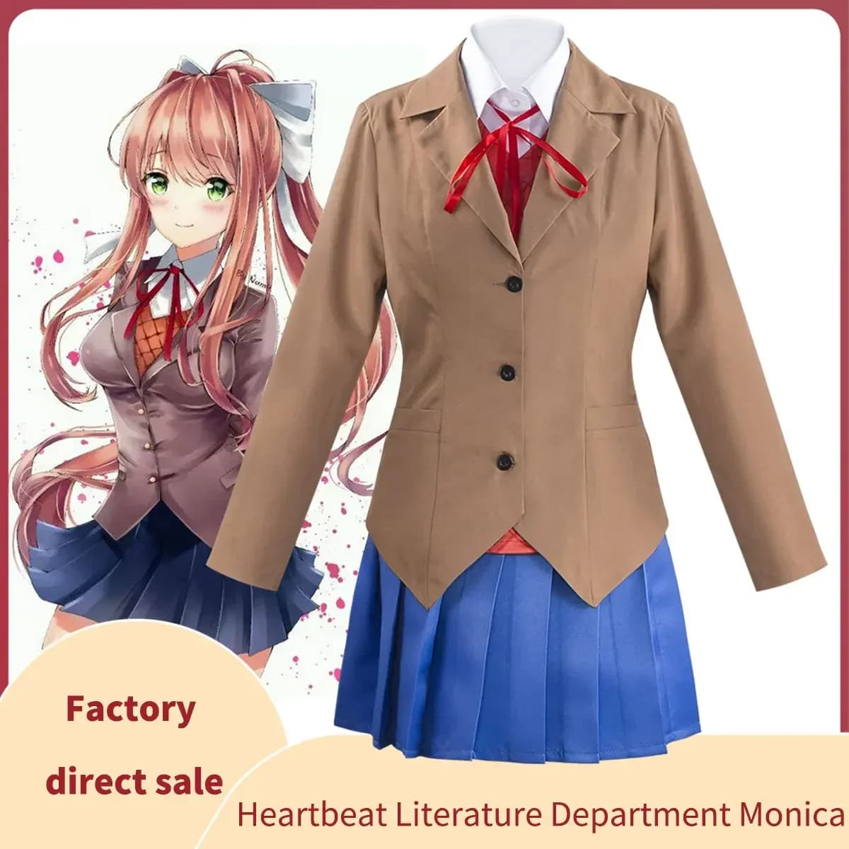 Costumi Cosplay Anime Doki Doki Literature Club, Abiti di Monika, Sayori, Yuri, Natsuki, Costumi di Halloween per Donne, Vestito, Abbigliamento