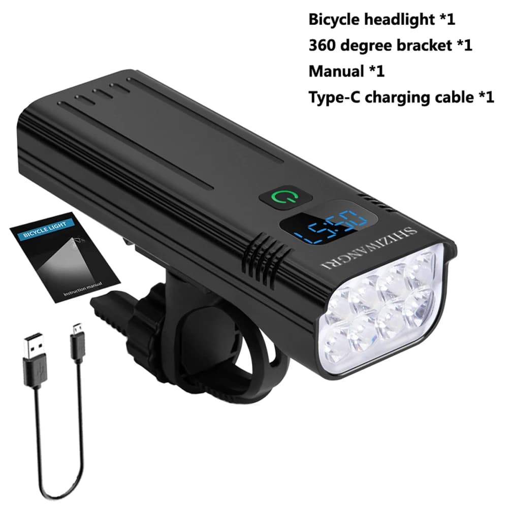 SHIZIWANGRI Bicycle Light 10000mAh USB Rechargeable LED Front Light With Power Bank Function IPX5 Waterproof For Bike