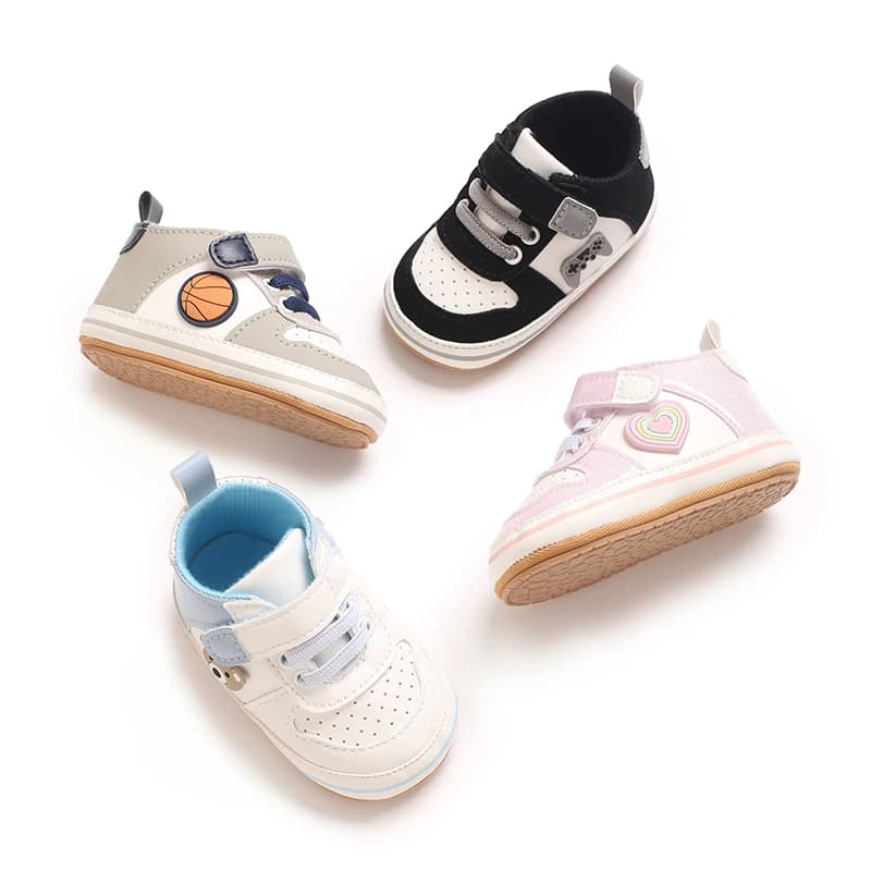 Scarpe in Pelle Bicolore alla Moda per Bambini e Bambine, Suola in Gomma Multicolore Antiscivolo per Primi Passi, Mocassini per Neonati