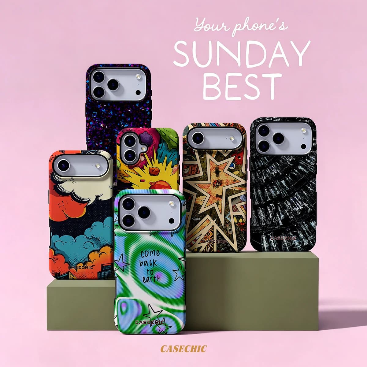 Colorful Tile For Case For iPhone 17 16 15 Pro Max TPU Anti-Scratch Outer Shell Raised Screen CaseChic