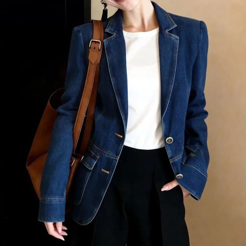 2026 Spring New High-end Temperament Chic Unique Niche Design European Casual Denim Jacket Women