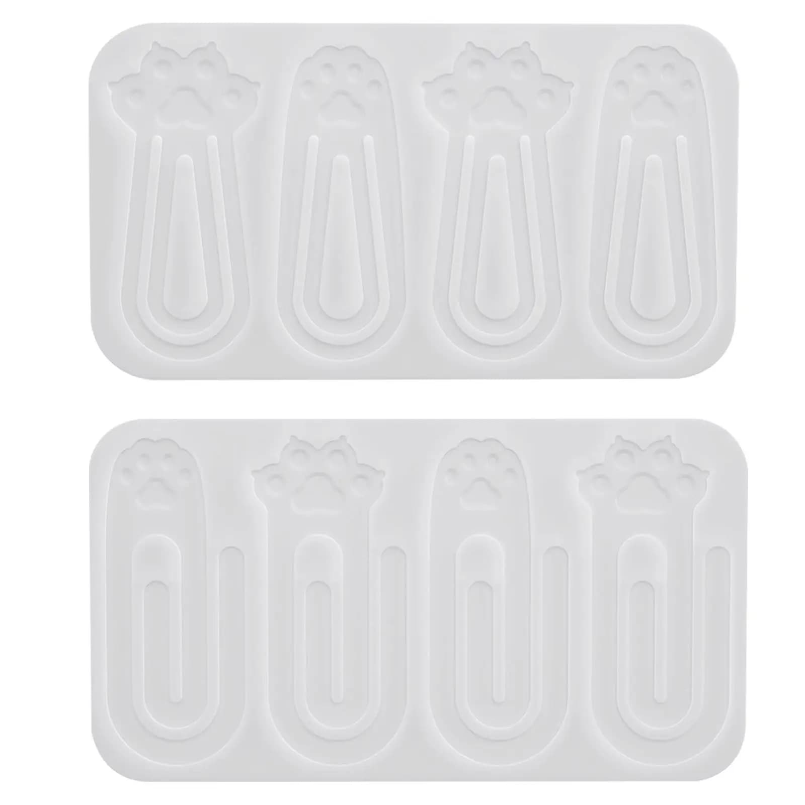 Kit di 2 Stampi in Silicone Trasparente a Forma di Zampa di Gatto per Segnalibri, Compatibili con Resina UV, Cera, Gesso, Lucidi, Carini, Kawaii, per Artigianato e Cancelleria