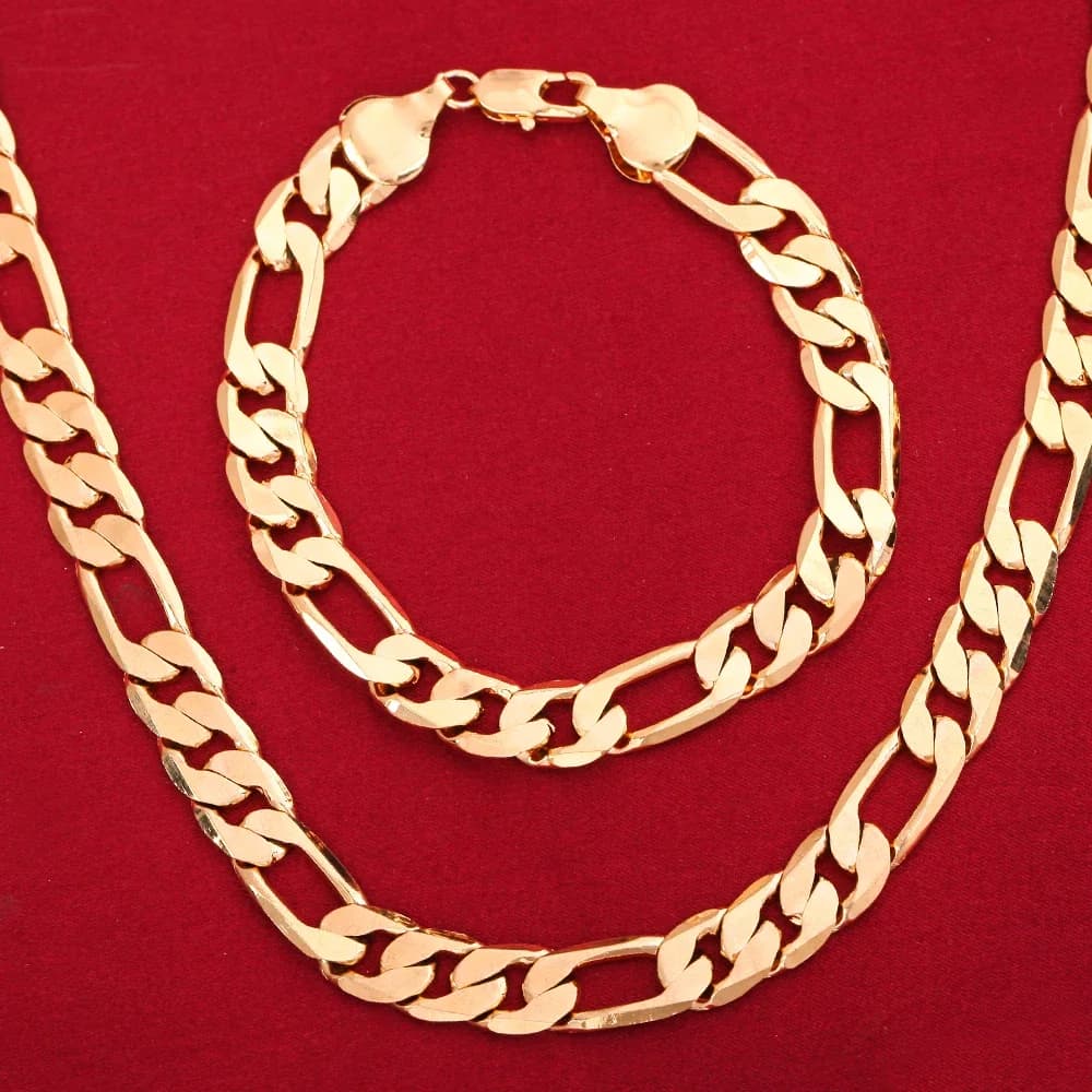 Popular brands 925 Sterling Silver 18K gold 8MM geometry bracelets neckalce jewelry sets for women men fashion party gifts