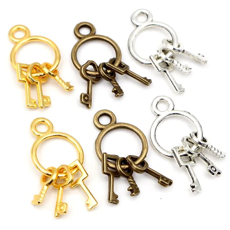 24X13mm 10pcs Antique Silver and Bronze Plated Handmade Key Chain Pendants and Pendants Pendant: FAI DA TE bracelet necklace