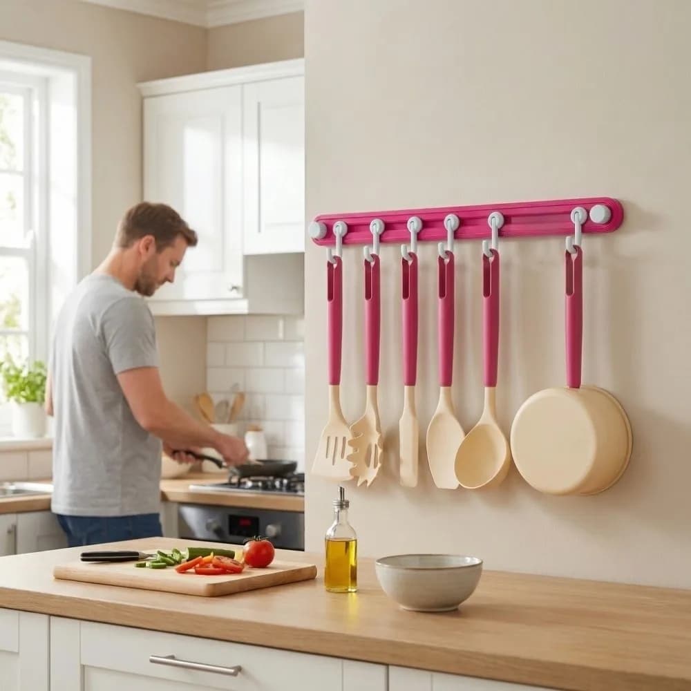Ganci a ventosa in plastica color caramella Dopamina, impermeabili, con 6 teste, senza segni, salvaspazio, per cucina e asciugamani